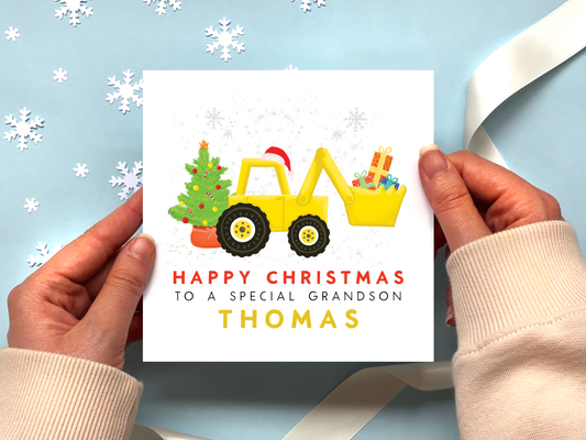 Personalised Digger Christmas Card