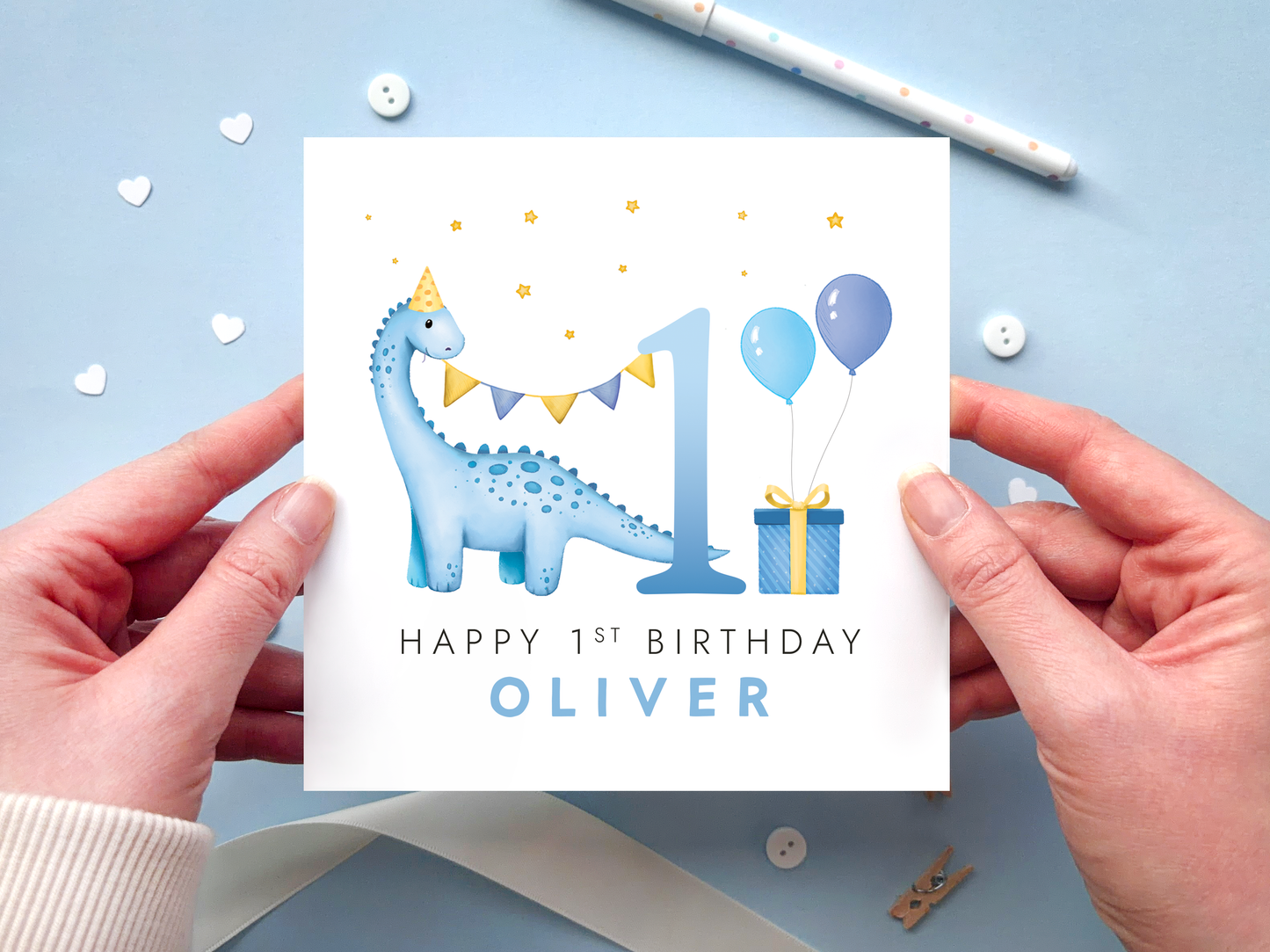 Personalised Dinosaur 1st Birthday Card