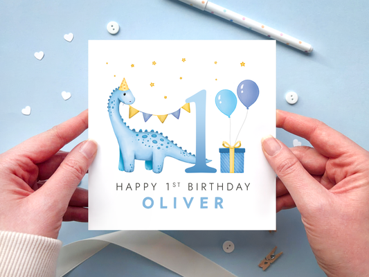 Personalised Dinosaur 1st Birthday Card