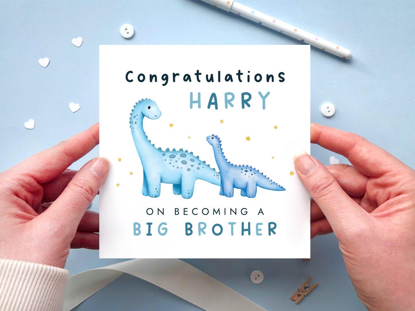 Personalised Dinosaurs New Big Brother Card