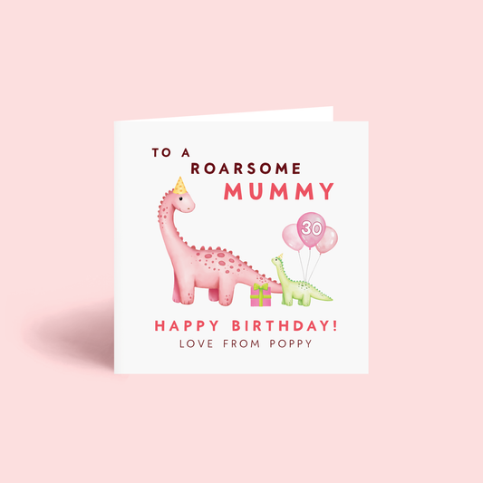 Personalised Dinosaurs Birthday Card for Mummy