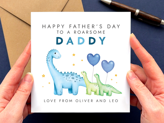 Personalised Dinosaur Fathers Day Card for Daddy