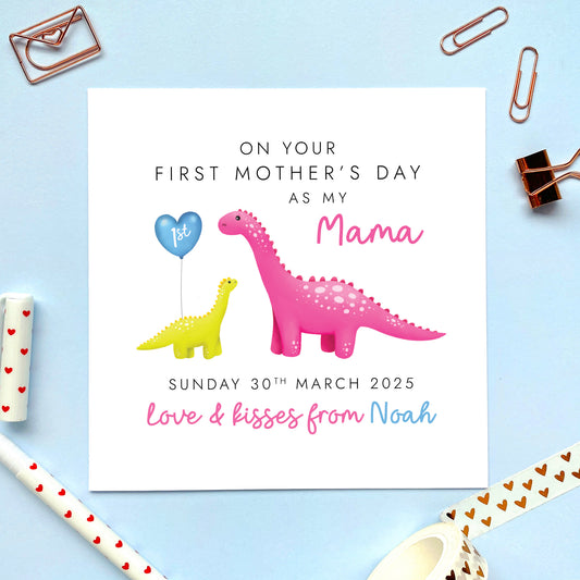 Personalised Dinosaur First Mother's Day Card