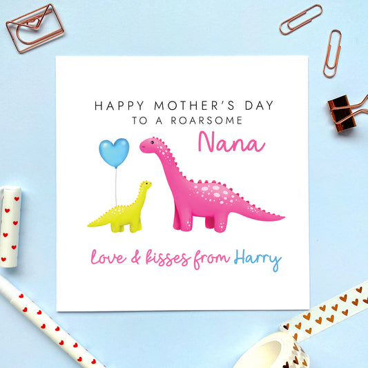 Personalised Dinosaur Mother's Day Card for Grandma