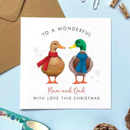 Ducks Christmas Card for Mum and Dad