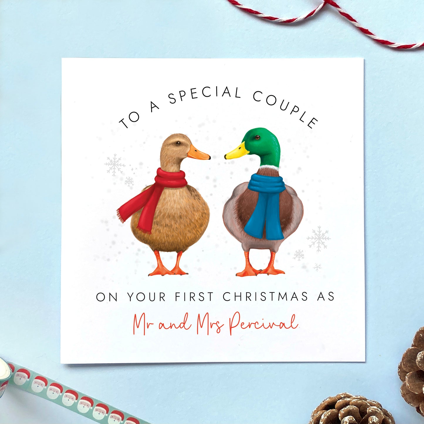 Personalised Ducks Your First Christmas as Mr and Mrs Card