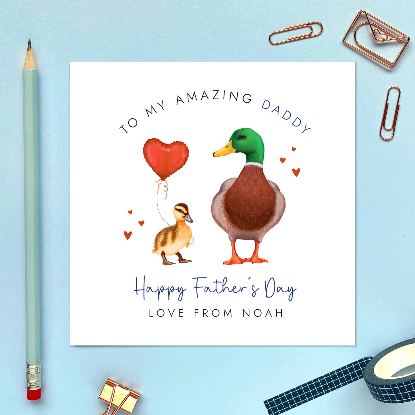 Ducks Fathers Day Card for Grandad from 2 Children