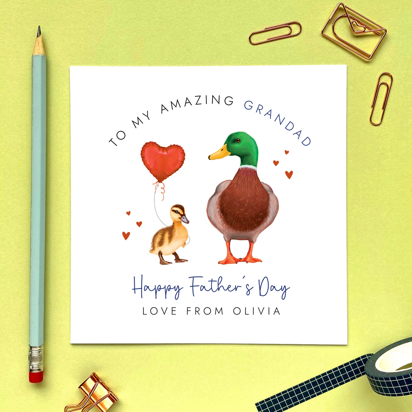 Ducks Fathers Day Card for Grandad from 2 Children