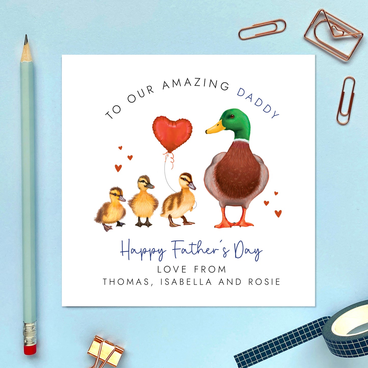 Ducks Fathers Day Card for Grandad from 2 Children