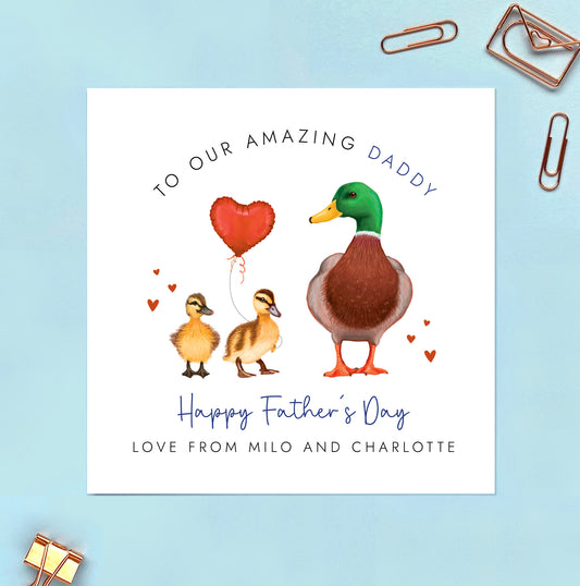 Personalised Ducks Fathers Day Card for Daddy