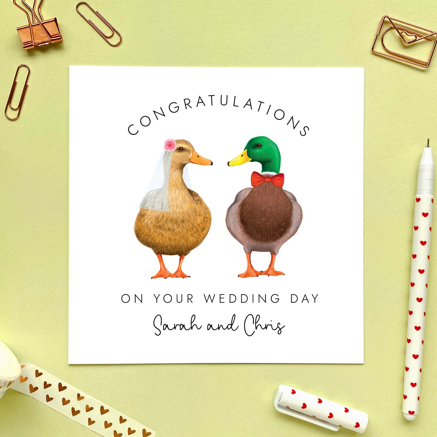 Personalised Mallard Ducks Congratulations on your Wedding Day Mr and Mrs Card