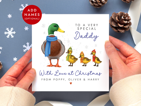 Personalised Ducks Christmas Card for Dad