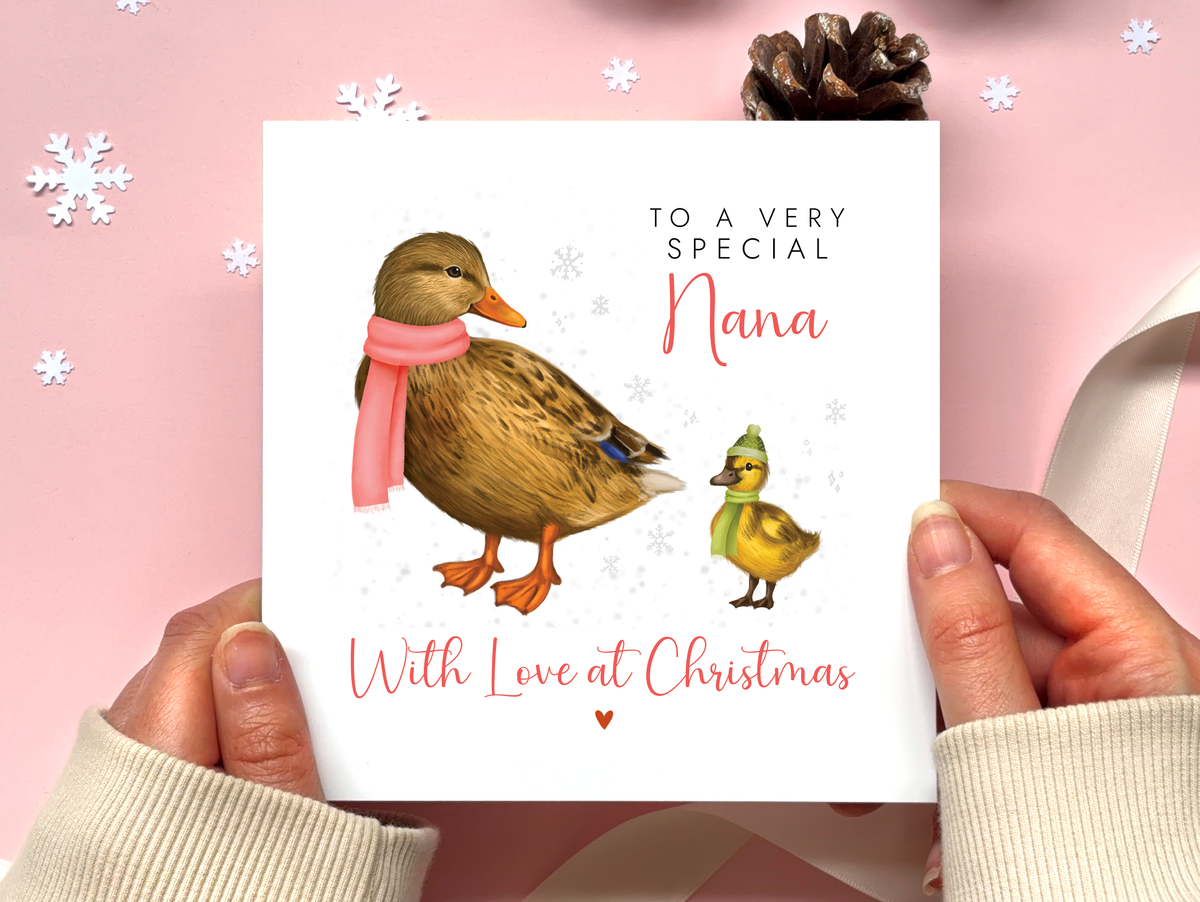 Personalised Ducks Christmas Card for Grandma