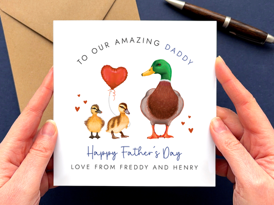 Personalised Ducks Father's Day Card for Daddy