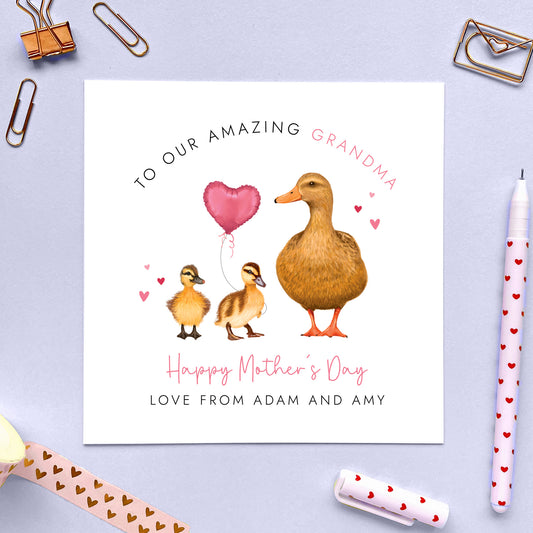 Personalised Duck Mother's Day Card for Grandmother