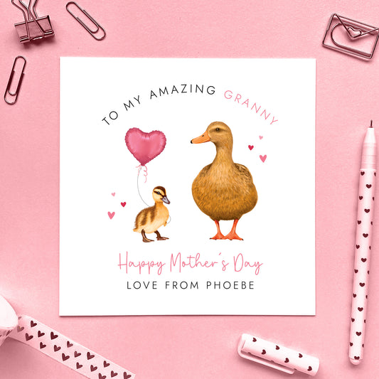 Personalised Duck Mother's Day Card for Mum