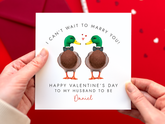 Personalised Ducks Valentine's Day Card for Fiancé or Fiancée