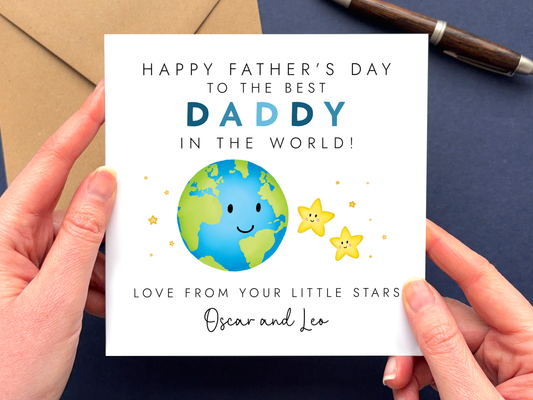 Personalised Father's Day Card for Best Daddy in the World from 2 Children