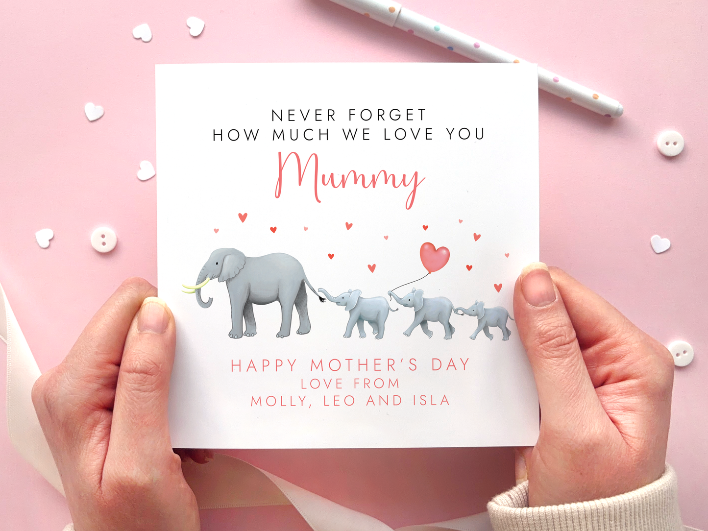Personalised Elephant Mother's Day Card for Grandmother