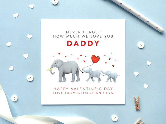 Personalised Elephants Valentine's Day Card for Daddy