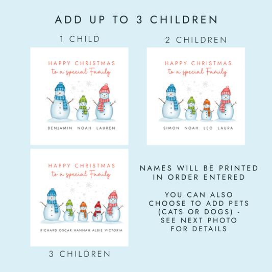 Personalised Snow Family Christmas Card