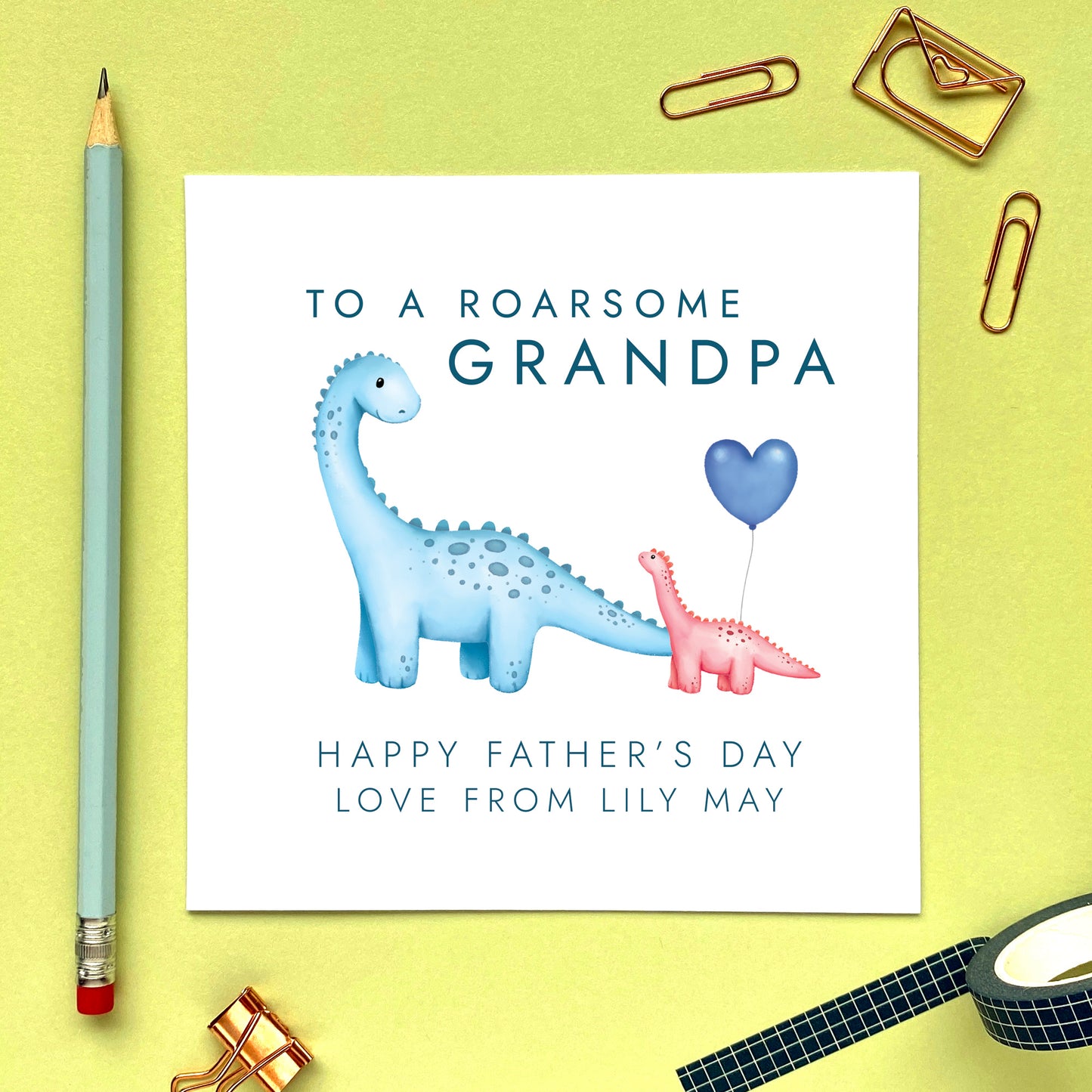 Personalised Dinosaur Fathers Day Card for Daddy