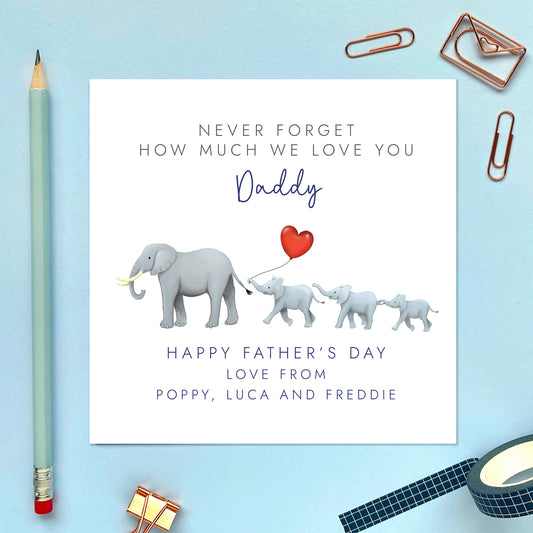 Elephants Fathers Day Card for Daddy from 2 Children