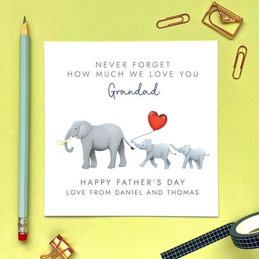 Elephants Fathers Day Card for Grandad