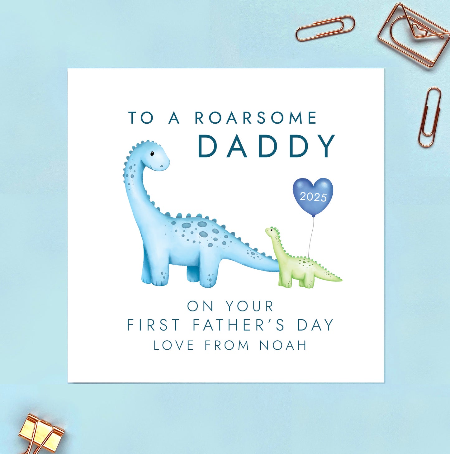 Personalised Dinosaur First Fathers Day Card for Daddy