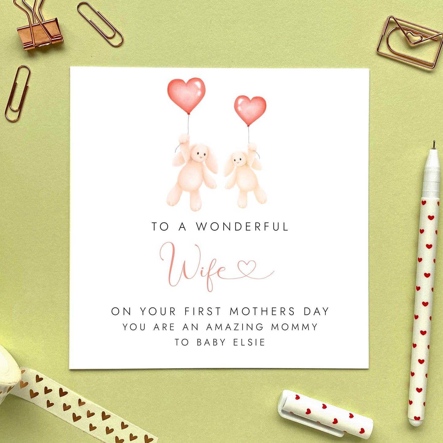 Personalised Bunny First Mother's Day Card for Wife