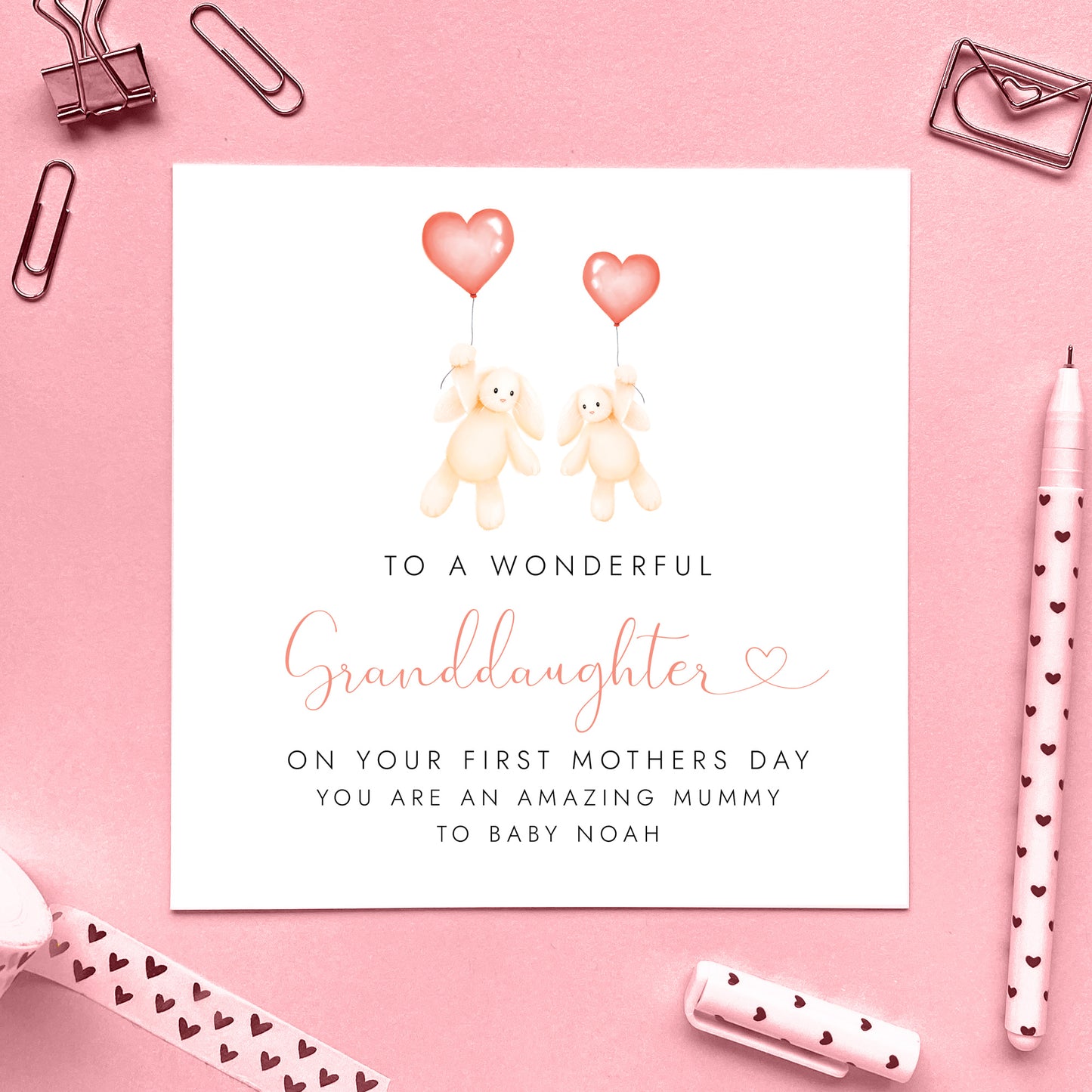 Personalised Bunny First Mother's Day Card for Granddaughter