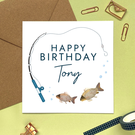 Personalised Fishing Birthday Card