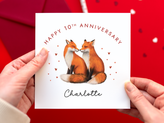 Personalised Fox Anniversary Card