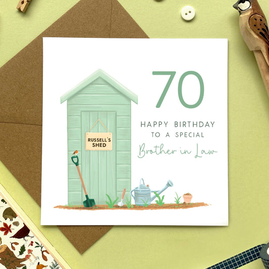 personalised 70th birthday card for brother in law, brother-in-law