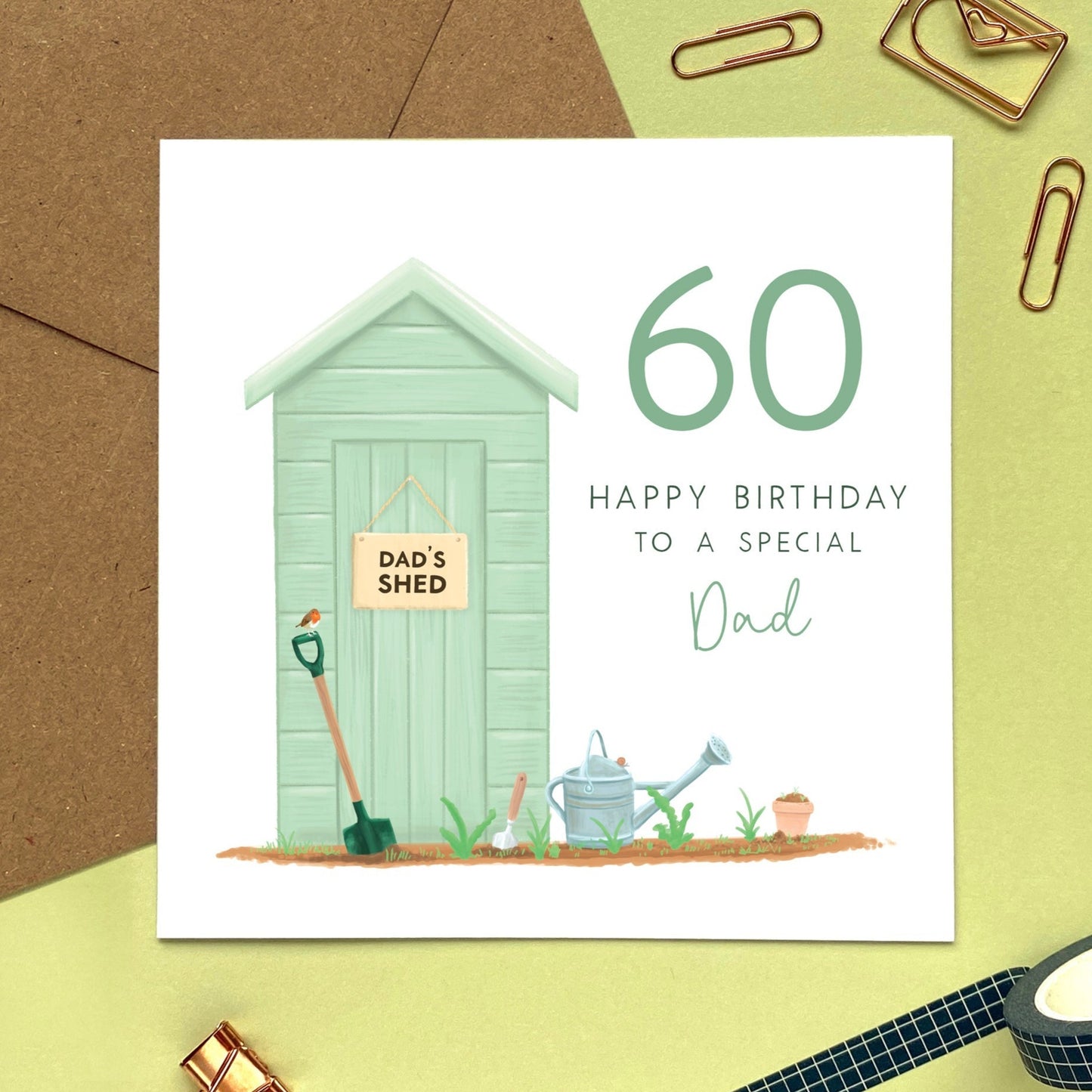 personalised garden shed birthday card for dad - 60th birthday card for dad - for father, gardening, daddy, him, grandad grandpa