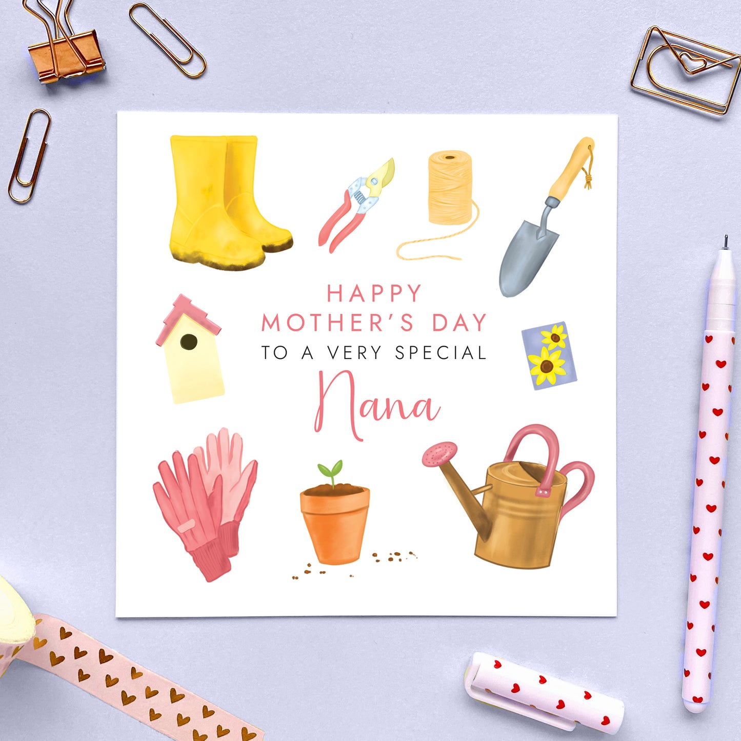 Personalised Gardening Themed Mother's Day Card for Grandmother, Nana