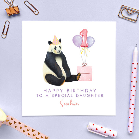 Personalised Panda Birthday Card for Her
