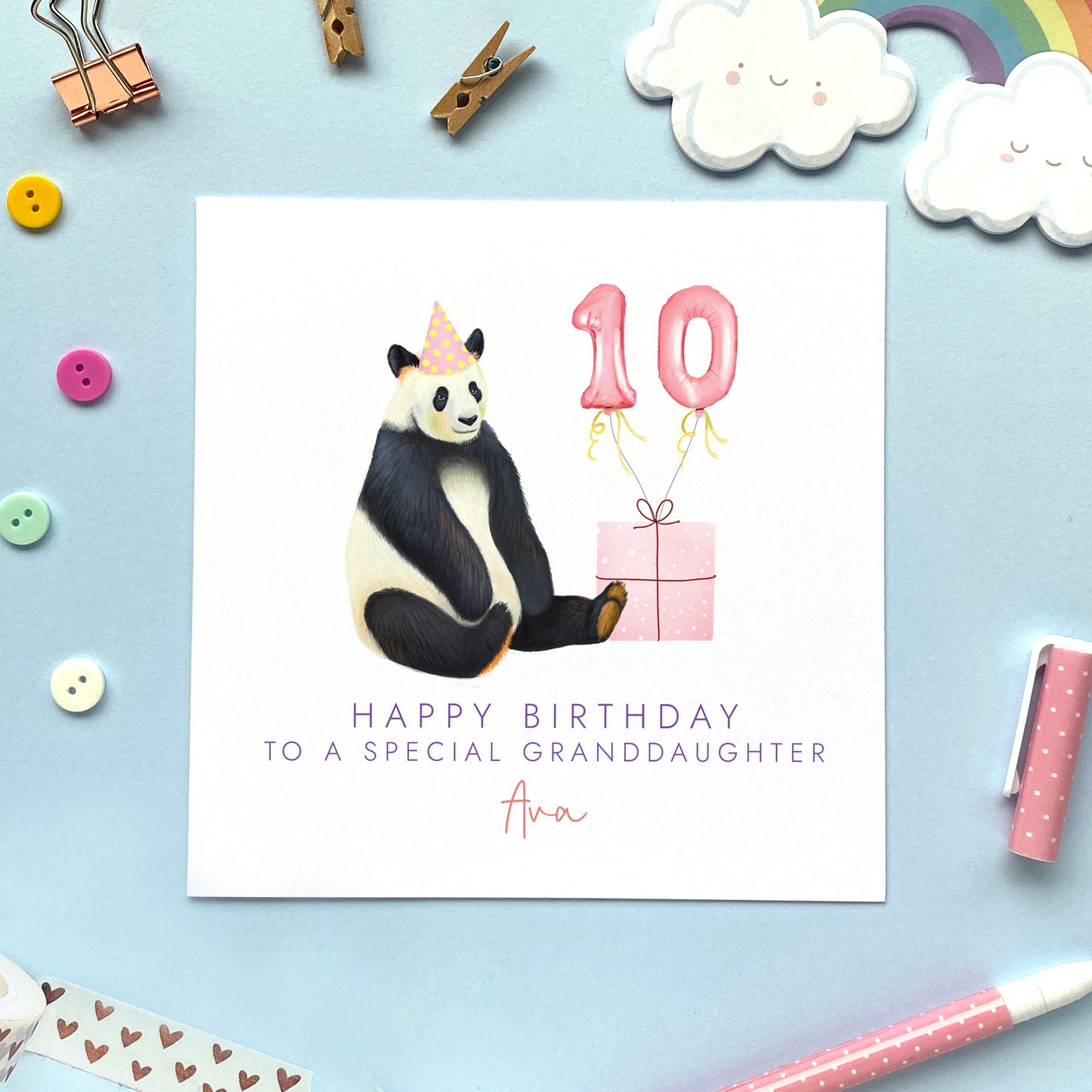 Personalised Panda Birthday Card for Her