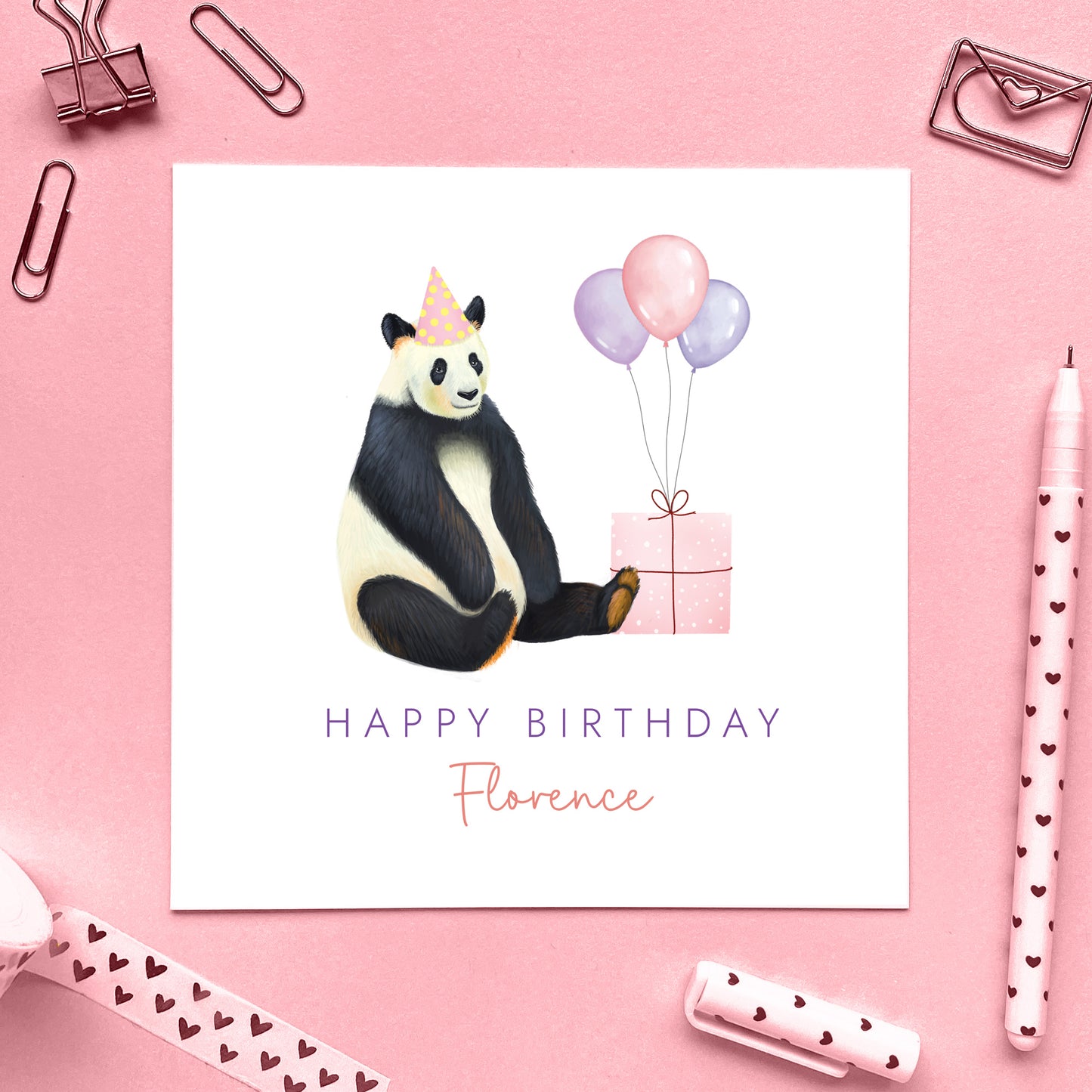 Personalised Panda Birthday Card for Her