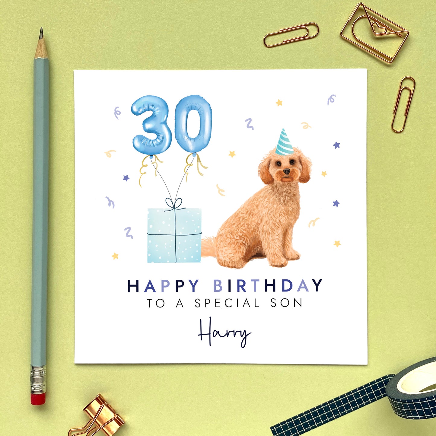 Golden Cockapoo Birthday Card for Him