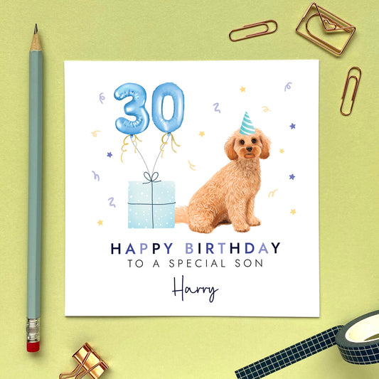 Golden Cockapoo Birthday Card for Him