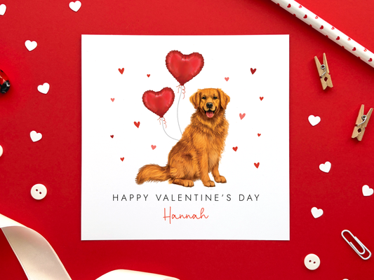Personalised Golden Retriever Dog Valentine's Day Card