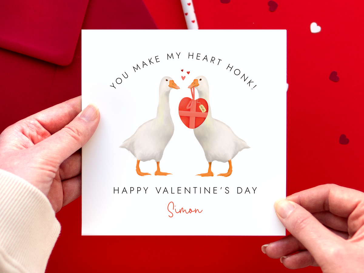 Personalised Goose Valentine's Day Card