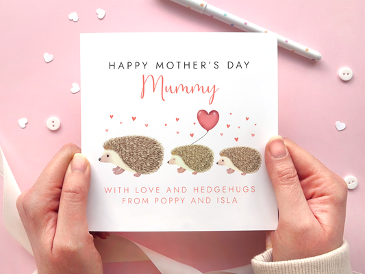 Personalised Hedgehogs Mother's Day Card for Mum