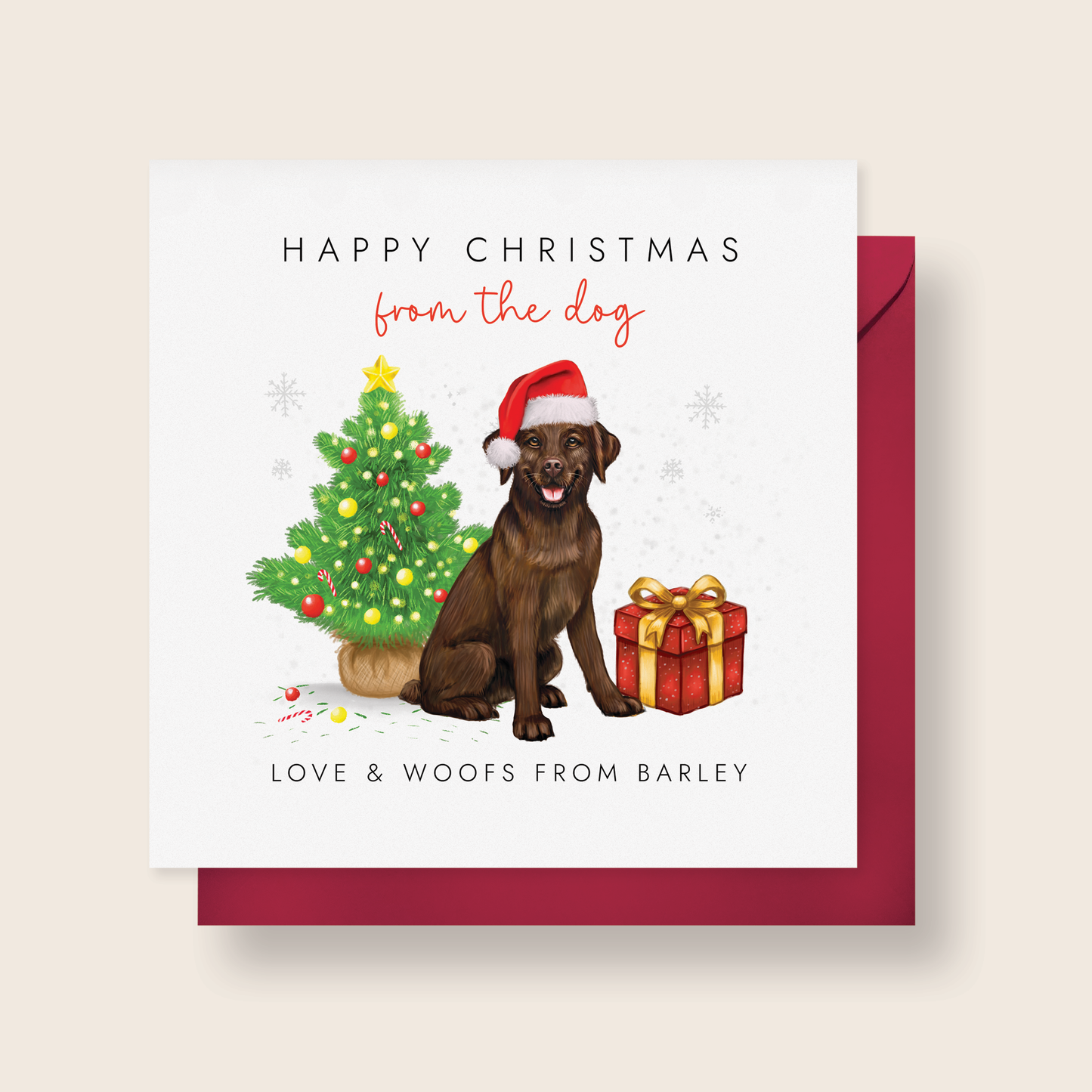 Personalised From The Dog Christmas Card - Chocolate Brown Labrador