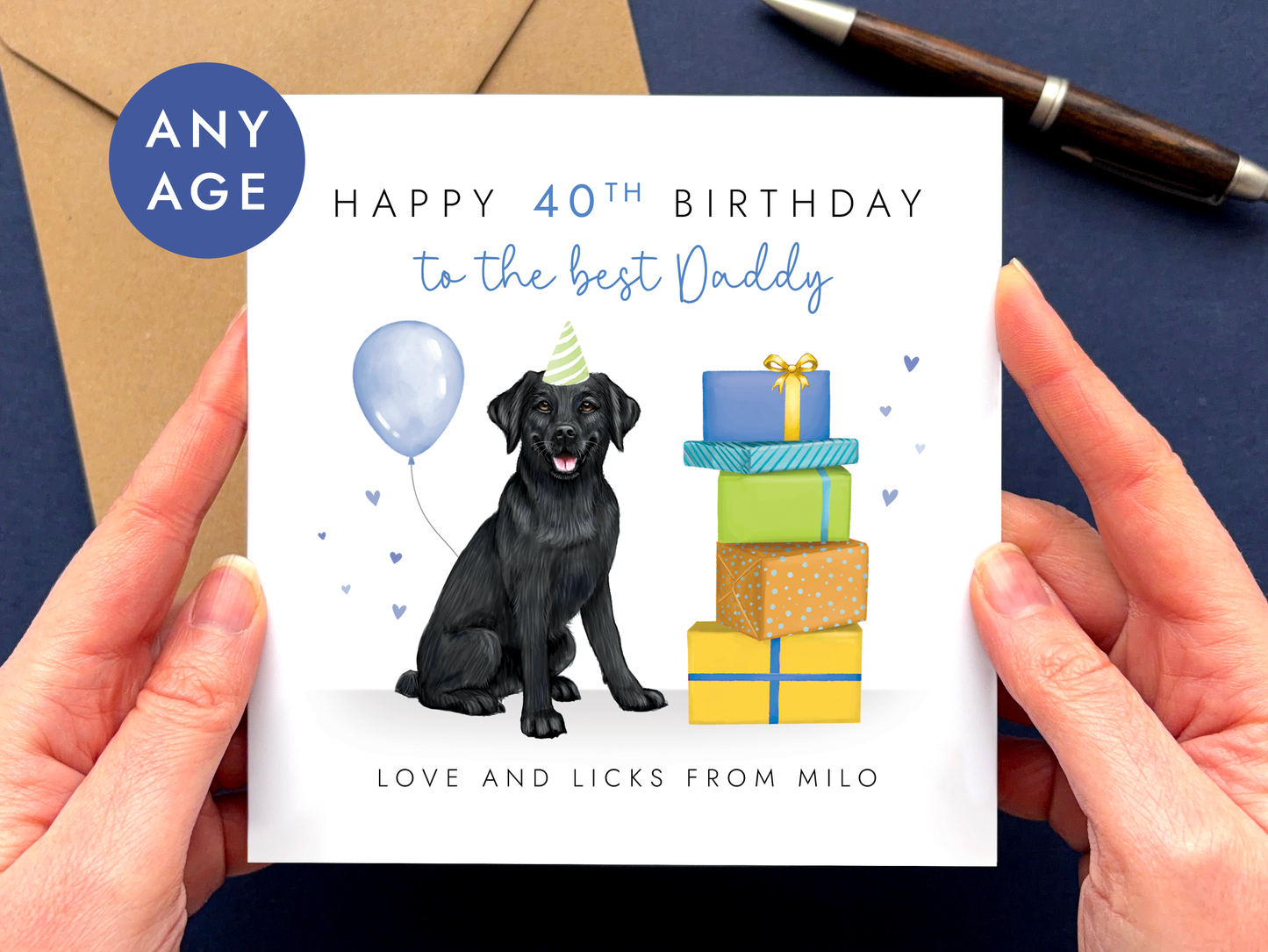 A Personalised Black Labrador Birthday Card for Dog Daddy
