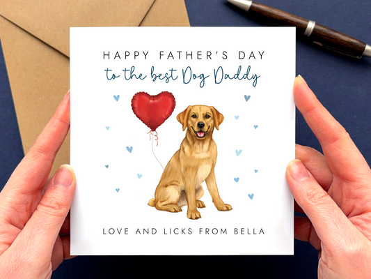 Personalised Golden Labrador Father's Day Card for Dog Daddy
