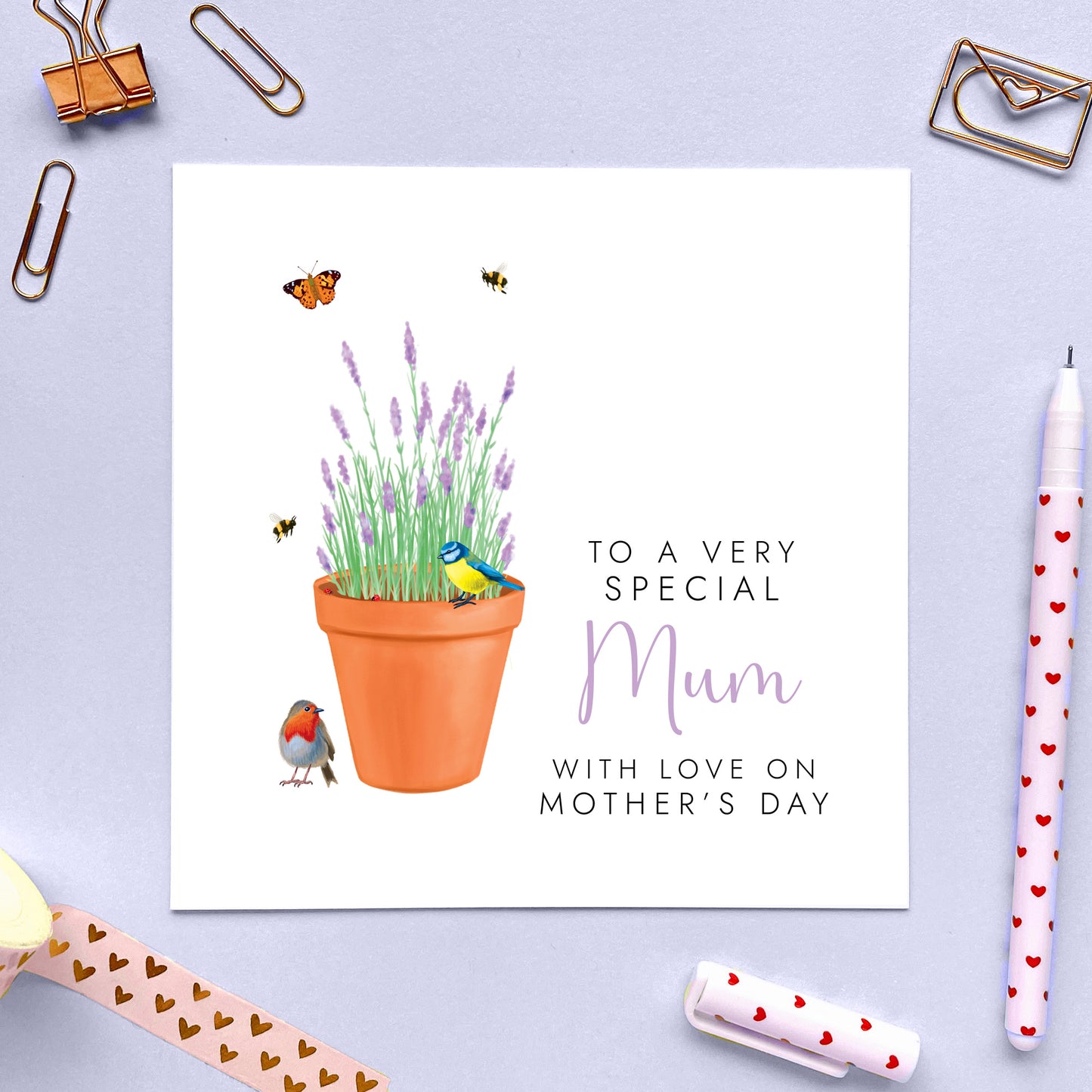 Personalised Lavender Mother's Day Card for Mum