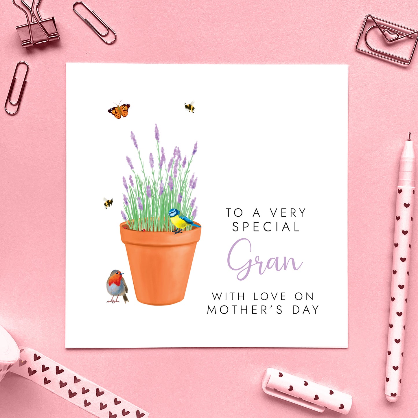 Personalised Lavender Mother's Day Card for Gran