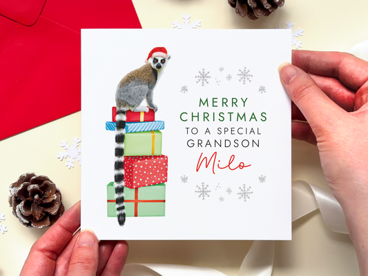 Personalised Lemur Christmas Card
